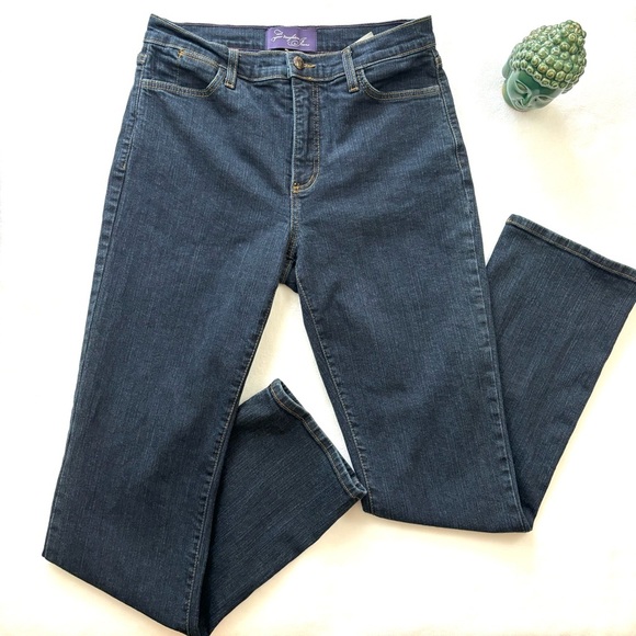 NYDJ Mariyln Dark Wash Lift Tuck Stretch Slimming Straight Jeans Size 10 - Picture 2 of 16